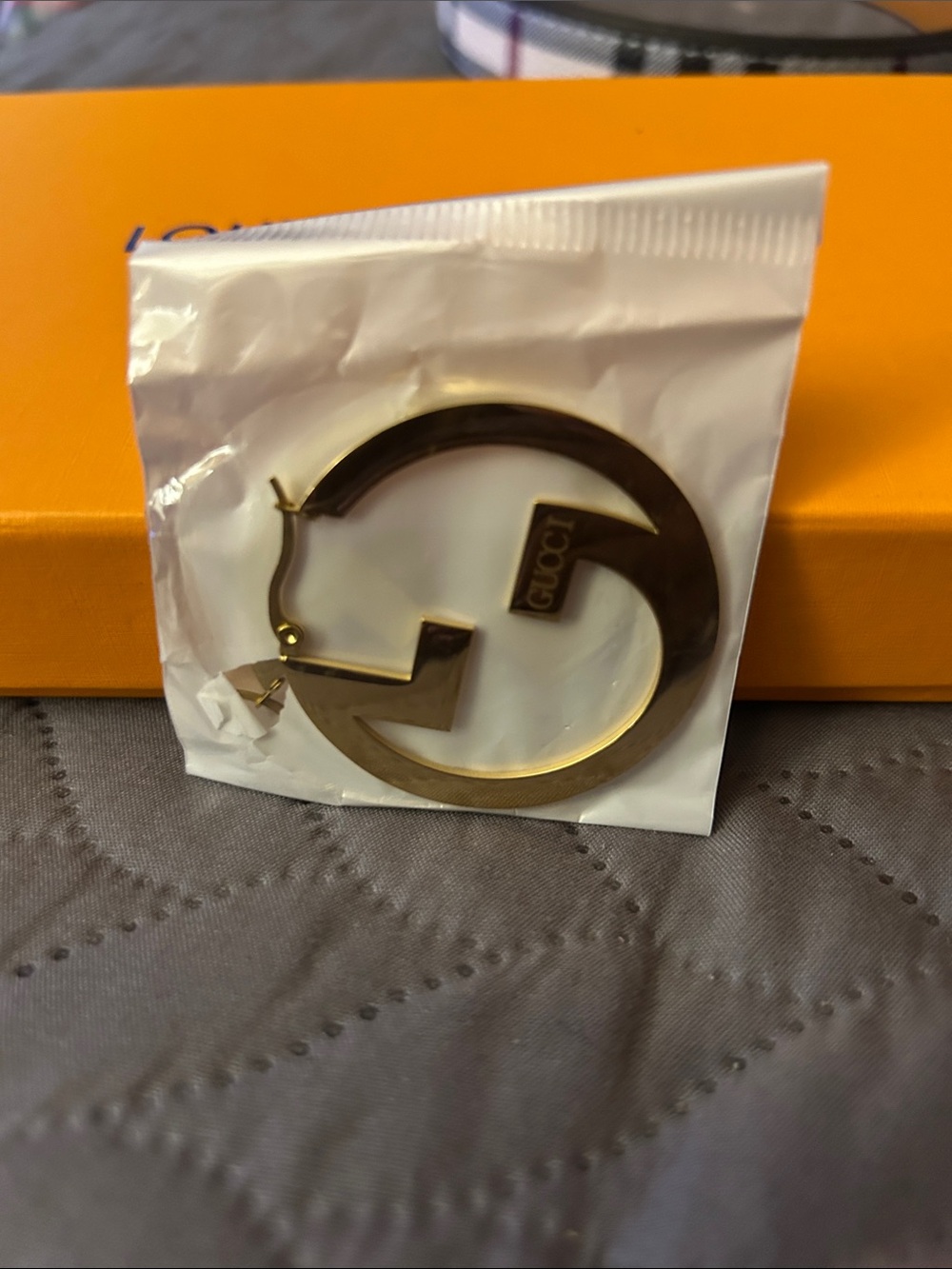 Gucci Gold Interlocking G Statement Hoop Earring
